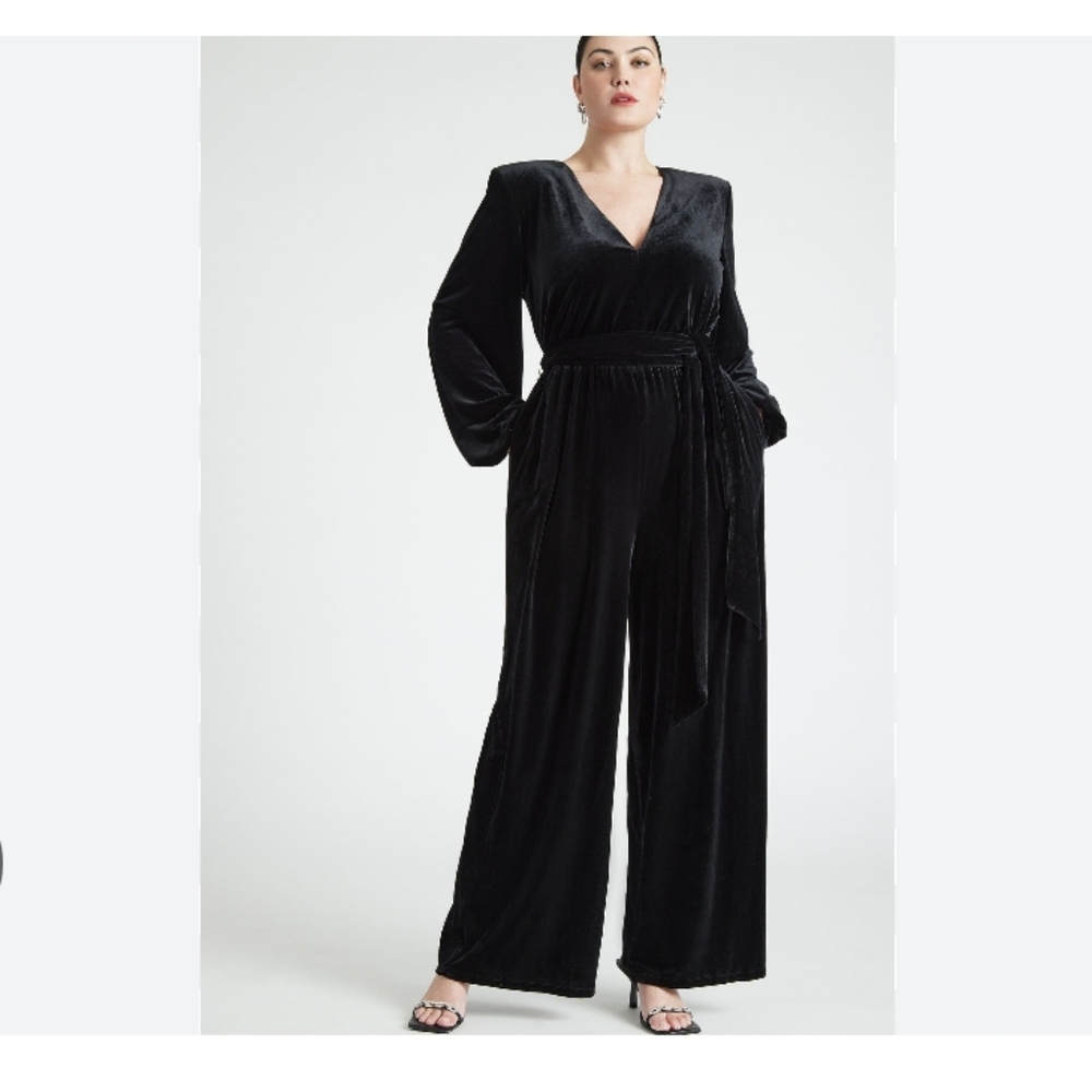 Eloquii VELOUR green JUMPSUIT
